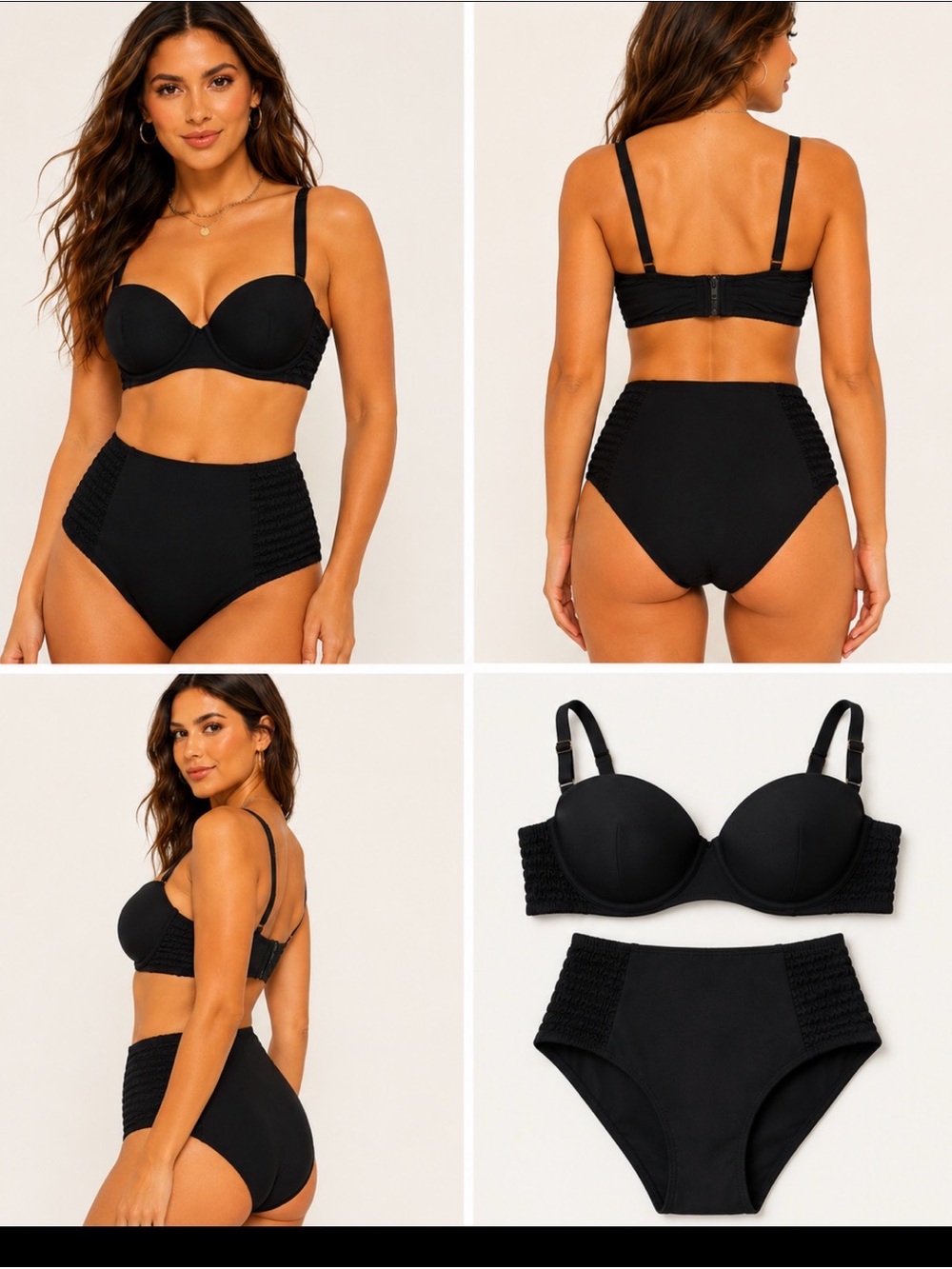 Betsey Johnson Black High-Waist Bikini Set with Underwire Top